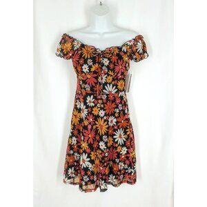 Juniors Floral Daisy Mesh Off Shoulder Dress XXXL 21 3X Cottagecore Prairie Glam